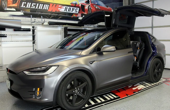 Tesla Model X Wrapped in Satin Dark Grey